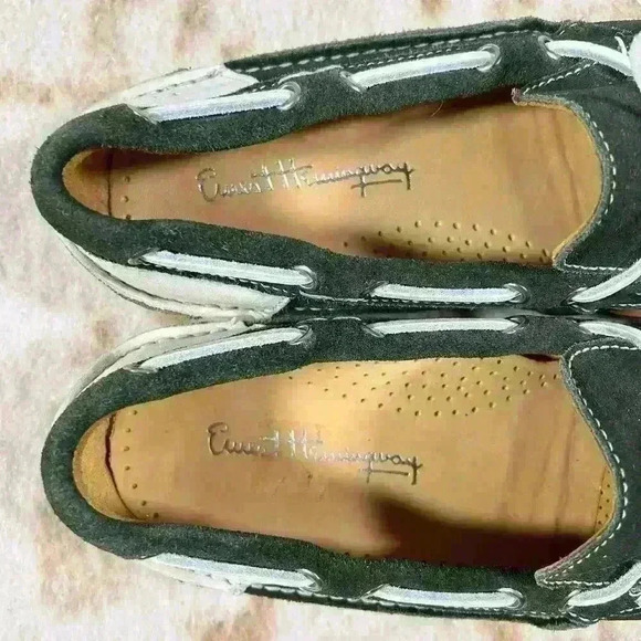 ERNEST HEMINGWAY Boat Dock Casual Shoe Green White Leather Suede Men Size 9 - Picture 9 of 14
